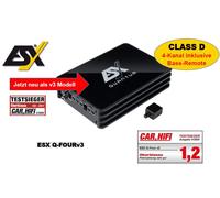 ESX Amplificateur numérique Compact Q-FOURv3 4 canaux Classe D | 4 x 100/120 Watt RMS @ 4/2 Ω de la série Quantum