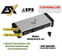 Amplificateur numérique ESX QM-ONE 1 canal CLASS D 360 watts RMS + télécomman...