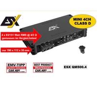 ESX Qm500.4 Classe D 4-Kanal Numérique Amplificateur 500 Wrms Avec Basse Éloigné