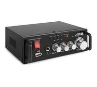 MAX - Amplificateur numérique karaoké AV340 - Bluetooth, 2x50W, lecteur MP3 intégré, entrée micro