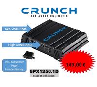 Amplificateur numérique mono 1 canal Crunch GPX1250.1D classe D 1250 watts