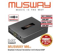 Musway M6v4-512K - Amplificateur numérique 6 canaux avec DSP 8 canaux avec câble ISO de 2,5 m