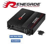 Renegade RXA1800 Ampli auto 1 canal 1800 W Réglage volume/basses/aigus adapté pour (marque automob
