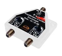 Amplificateur Répartiteur 2 TV TNT UHF Elap 341055 - 37dB Auto alimenté Intérieur 2 Sorties TV À Gain Réglable 20 À 40 dB Blanc