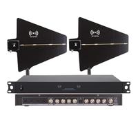 Amplificateur Signal Microphone Sans Fil，Système Antenne UHF，8 Ports Entrée/Sortie，1000m Amplification，450-950MHz，2 Antennes Actives，Scène Mariage