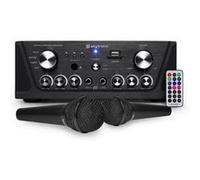 Amplificateur Skytronic karaoké noir USB/SD/FM 160W + 2 Microphones filaires noirs Noir