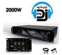Ibiza Amplificateur sono MY DEEJAY AX-2000 2x1000W + Table de mixage DJ SONO MIX800