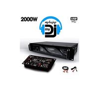 Amplificateur sono 2 x 1000W MY DEEJAY AX-2000 MyDj + Table de mixage DJ21 4 voies 7 entrées + USB