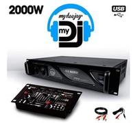Amplificateur sono 2 x 1000W MY DEEJAY AX-2000 MyDj + Table de mixage DJ21 4 voies 7 entrées + USB G