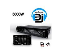 amplificateur sono 2 x 1500w my deejay ax-3000 mydj + table de mixage dj sono mix800 ibiza