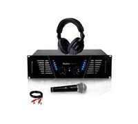 amplificateur sono dj 2 x 600w max ibiza sound amp-800 + casque audio + micro et câble rca de liaison