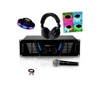 Amplificateur sono Dj 2 x 600W Max IBIZA SOUND AMP-800 + Effet UFO OVNI + Casque Audio + MICRO et Câble RCA