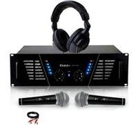 Amplificateur sono Dj 2 x 600W Max IBIZA SOUND AMP-800 + Casque Audio + 2 MICROS et Câble RCA de liaison