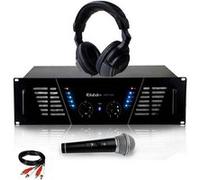 Ibiza Amplificateur sono DJ AMP-800 – 2x600W Max (2x300W RMS @4Ω) + Casque, Micro & Câble RCA