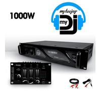 Amplificateur sono + Table de mixage - IBIZA - MY DEEJAY AX-1000 / MIX-800 - 2 x 500W - 1000W total - Table 3 voies