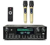 Amplificateur stéréo 1800 W, 7.1 canaux audio domestique, Bluetooth, entrées optiques/coaxiales/USB, entrées micro, karaoké, compatible avec haut-parleurs home cinéma