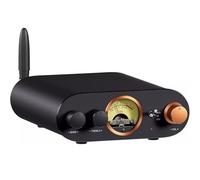 Amplificateur stéréo Bluetooth HiFi 2 canaux 100 W x 2 Amplificateur audio avec VU mètre, contrôle des basses et des aigus pour haut-parleurs passifs