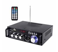 Amplificateur Stéréo HiFi, Récepteur D'alimentation À Deux Canaux/USB, Lecteur De Carte SD, Radio FM, Deux Entrées Microphone, Écran LCD Et Télécommande Pour Home Cinéma,Black