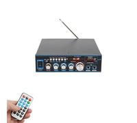 Amplificateur stéréo, mini amplificateur audio stéréo Bluetooth pour la | Amplificateur audio avec Bluetooth USB SD FM Radio et 2 ports microphone pour karaoké maison et voiture 20,4 x 19,6 x 5,8 cm