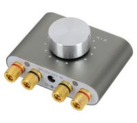 McGrey MAMP-250BT Mini-Amplificateur Hi-FI 100 Watts - Amplificateur Stéréo Ultra-Compact - 2X 50 Watts - Bluetooth 5.0, Entrées Jack et USB - Bornes à Vis pour 2 Haut-Parleurs - Gris Métallique