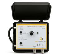 Amplificateur TV numérique terrestre 40 dB avec filtre 5G - 2 entrées 2 sorties, réglable 25-40 dB, alimentation 12 V, compatible DVB-T2
