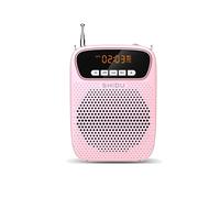 Amplificateur vocal portable 15 W avec microphone filaire Haut-parleur amplifié Bluetooth FM AUX Fonction d'enregistrement pour guide touristique de l'enseignant, or rose