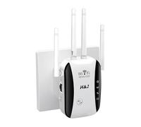 Amplificateur WiFi 2025, répéteur WiFi, couvre jusqu'à 5000 m² et 50 appareils, répéteur Internet - avec port Ethernet, configuration en 1 clic, rallonge de portée WiFi domestique, blanc