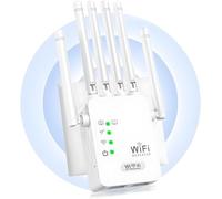 Amplificateur WiFi 6 Antennes, Répéteur Jusqu'à 1200m² pour Maison Ancienne | Élimine Les Angles Morts, 2 Ports LAN, Configuration Rapide, Compatible Toutes Box Internet