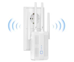 Amplificateur WiFi Répéteur WiFi Extender WiFi, amplificateur de signal WiFi 1200 Mbit/s avec double bande (2,4 et 5 GHz), mode répéteur/mode point d'accès, compatible avec tous les routeurs, configur