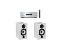 Amplificateur Yamaha R-S202D Argent + Paire d'enceintes bibliothèque Cabasse Antigua MT32/2 Blanc