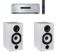 Amplificateur Yamaha R-S202D Argent + Paire d'enceintes bibliothèque Cabasse Antigua MT32/2 Blanc Argent E