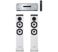 Amplificateur Yamaha R-S202D Argent + Paire d'enceintes colonne Cabasse Jersey MT32/2 Blanc Argent E
