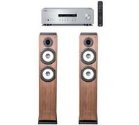 Amplificateur Yamaha R-S202D Argent + Paire d'enceintes colonne Cabasse Jersey MT32/2 Noyer Argent E