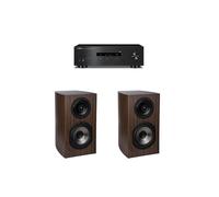 Amplificateur Yamaha R-S202D Noir + Paire d'enceintes bibliothèque Cabasse Antigua MC170 Chêne