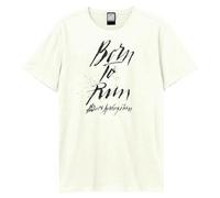 Amplified Born to Run Bruce Springsteen T-shirt unisexe pour adulte, blanc, Taille L