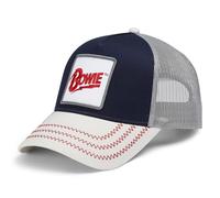 Amplified Casquette de baseball Trucker avec fermeture snapback réglable, respirante, David Bowie - Bleu foncé/gris/rouge, taille unique