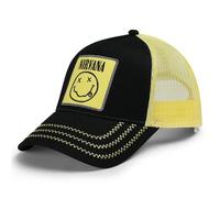 Amplified Casquette de baseball Trucker avec fermeture snapback réglable, respirante, Nirvana, noir et jaune, taille unique