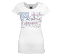 Amplified Clothing Blanc Run Dmc Diamante Logo T-shirt à manches courtes Femme