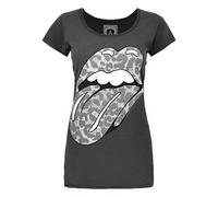 Amplified Clothing Rolling Stones Leopard Tongue Logo Femme Petit T-shirt à manc