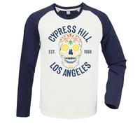 Amplified T-shirt à manches longues vintage pour adulte Motif tête de mort Cypress Hill, Blanc/bleu marine vintage, Taille M