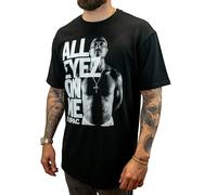 Amplified T-shirt Hip Hop surdimensionné, noir, 100 % coton (240 g) pour homme, femme, enfant, unisexe, printemps, été, automne, hiver, festival, musique, Tupac All Eyes On Me, M