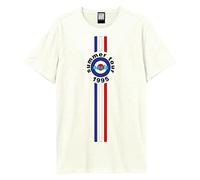 Amplified T-shirt unisexe adulte 1995 Tour Stripes Oasis, blanc vintage, XX-Large