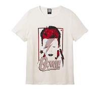 Amplified T-shirt unisexe adulte Aladdin Sane David Bowie, Blanc vintage, L
