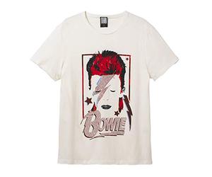Amplified T-shirt unisexe adulte Aladdin Sane David Bowie, Blanc vintage, L