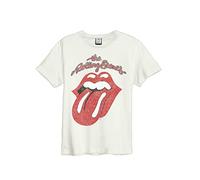 Amplified T-shirt unisexe adulte vintage langue The Rolling Stones, blanc vintage, Taille L