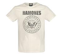 Amplified Ramones Collection - Vintage Shield Homme T-Shirt Manches Courtes Blanc XXL
