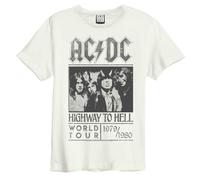 Amplified Unisex Adult Highway To Hell Tour AC/DC T-Shirt M Vintage White