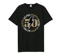 Amplified Unisex Groupe Anniversaire T-Shirt - 50 Ans ACDC - Classic Bolt, Noir, L