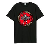 Amplified Unisex Groupe Anniversaire T-Shirt - 50 Ans ACDC - Red Angus, Noir, M