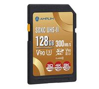 Amplim Carte mémoire SD UHS-II V90 SDXC 128 Go - 300 Mo/s (2000X) UHSII U3 Extreme High Speed 128 Go SD XC pour caméra vidéo 4K 8K UHD Stockage flash TF 128 Go